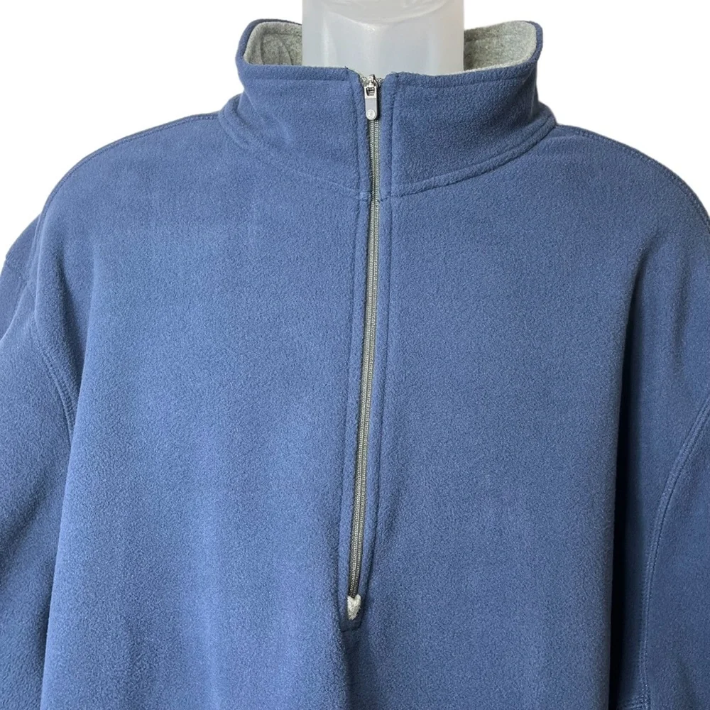 Lands End Blue 1/4 Zip Fleece Pullover Mens 3XL‎ Tall